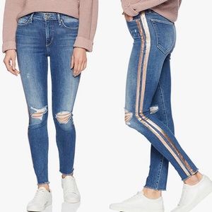 Joe's Charlie HIGH Rise Stripe Skinny Ankle Jean Sz 25
